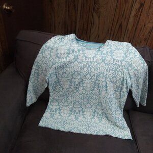 Womens Laura Scott blue/Green lace overlay top